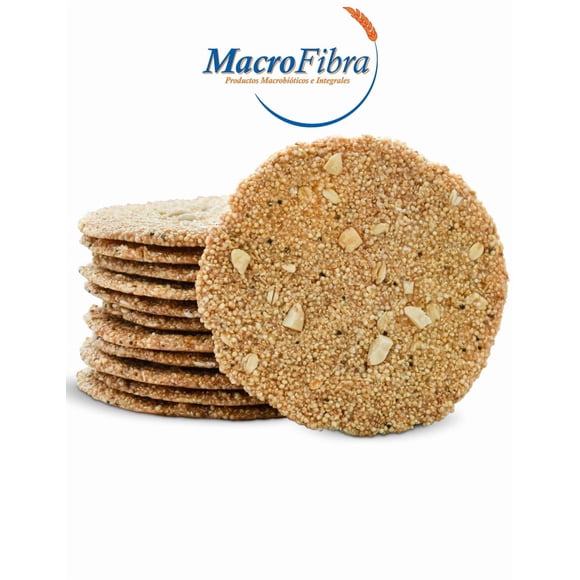 Galleta Oblea Avena Amaranto Cacahuate Macrofibra Integral Reducido en Azucar Vegano sin Gluten sin Lactosa Macrobiotico E Integral 3 Botes c/12 Pzas