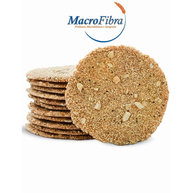 Galleta Oblea Avena Amaranto Cacahuate Macrofibra Integral sin Azucar Vegano sin Gluten sin Lactosa Macrobiotico E Integral 3 Botes c/12 Pzas