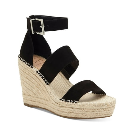INC Womens Black 1 Platform Comfort Ankle Strap Catiana Almond Toe Wedge Buckle Espadrille Shoes 10 M