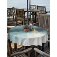 thumbnail image 2 of Outdoor Tablecloth with Umbrella Hole Zipper Modern Teal Gold Round Tablecloth 60" Waterproof Outside Table Cloth Abstract Geometric Lines Patio Table Cover Tablecloths for Picnic Party, 2 of 8