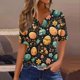 thumbnail image 4 of Blusas de Verano de las Mujeres Casual Gradiente Manga Corta V-Cuello Superior, Ligera Imitación de Tela de Estante para la Primavera Y el Verano Diario Y de Fiesta, 4 of 5