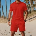 thumbnail image 4 of ZToonmas Men's 2 Piece Summer Outfit Set Short Sleeve Collared Shirt with Drawstring Shorts for Daily and Sports, 4 of 6