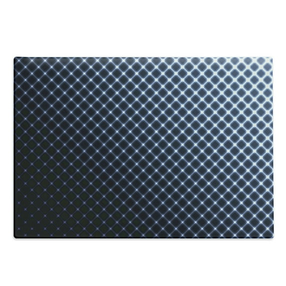 Dark Blue Cutting Board, Diagonal Checkered Pattern Halftone Technology Inspired Modern Futuristic, Decorative Tempered Glass Cutting and Serving Board, Large Size, Dark Blue White, by Ambesonne
