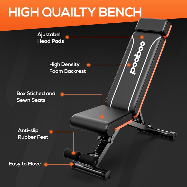 Pooboo Foldable Weight Bench, Adjustable, 800 lb Capacity photo 8