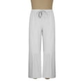 thumbnail image 5 of Mens Casual Cotton Linen Pants Loose Fit Elastic Drawstring Waist White, 5 of 7