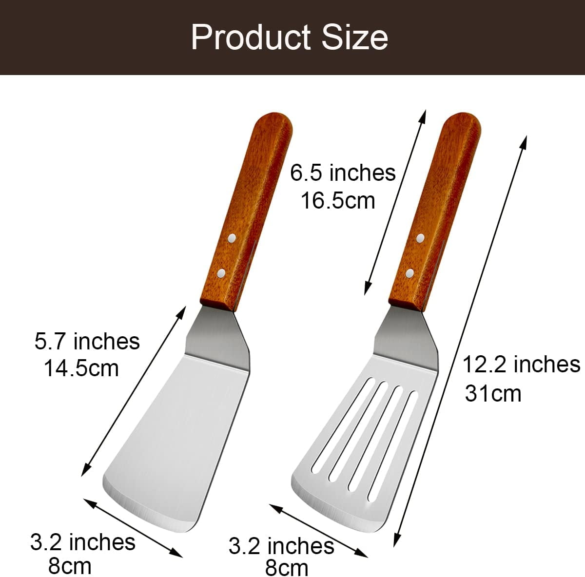 gzlt metal spatulas,small spatula for cast iron skillet,pancake spatula  with non-slip handle,stainless