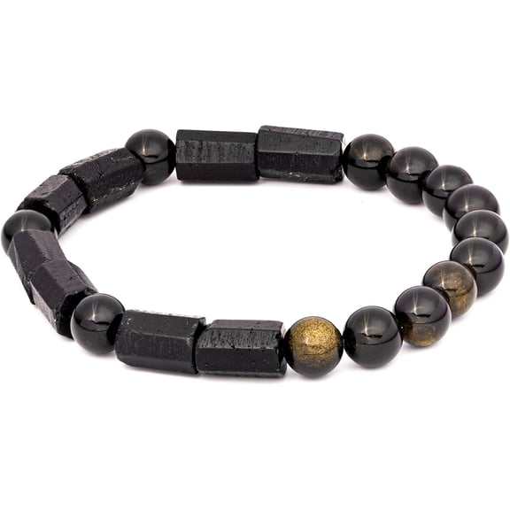 Black Tourmaline Bracelet - Black Obsidian Bracelet - The Spiritual Protection Bracelet - Black Tourmaline Crystals - Men and Woman Jewelry