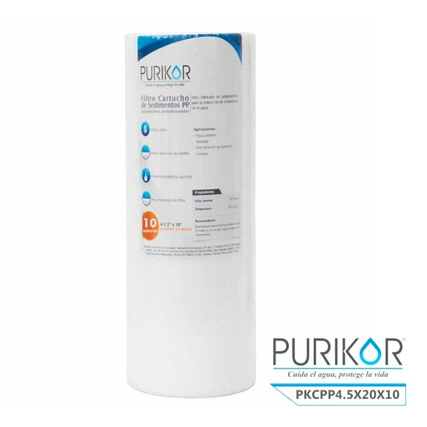 Filtro Cartucho de Polipropileno Termofusionado para reducción de Sedimentos del agua Purikor PKCPP4.5X20X10