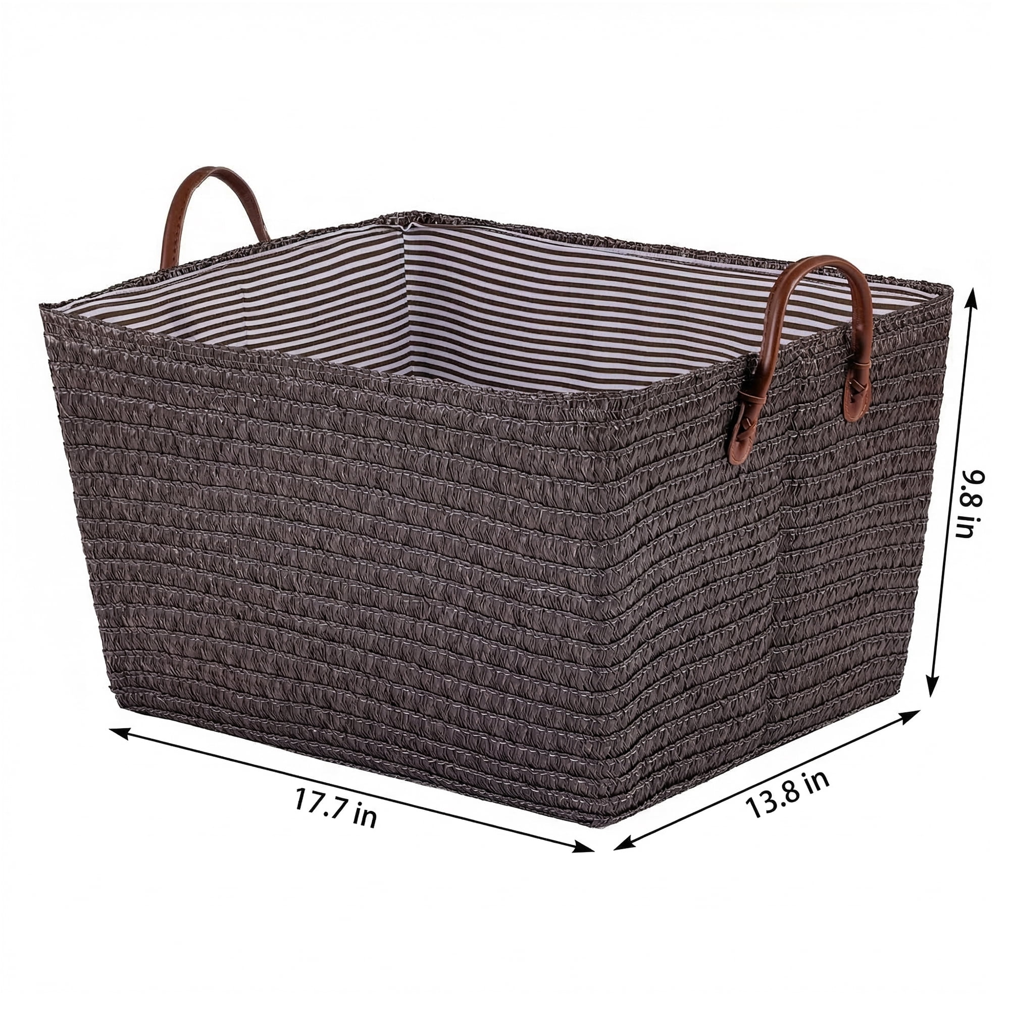 Unique Bargains Good-quality Woven Shelf Closet Storage Bin Brown 17.7*13.8*9.8in