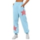 thumbnail image 1 of Puntoco Pantalones Deportivos Con Bolsillo En La Pierna De Color Liso Con Estampado De Estrellas Para Mujer Azul Claro M, 1 of 5