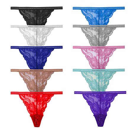 

Pmrxi Pack of 10 G String Underwear for Women Assorted Different Lace Pattern & Colors
