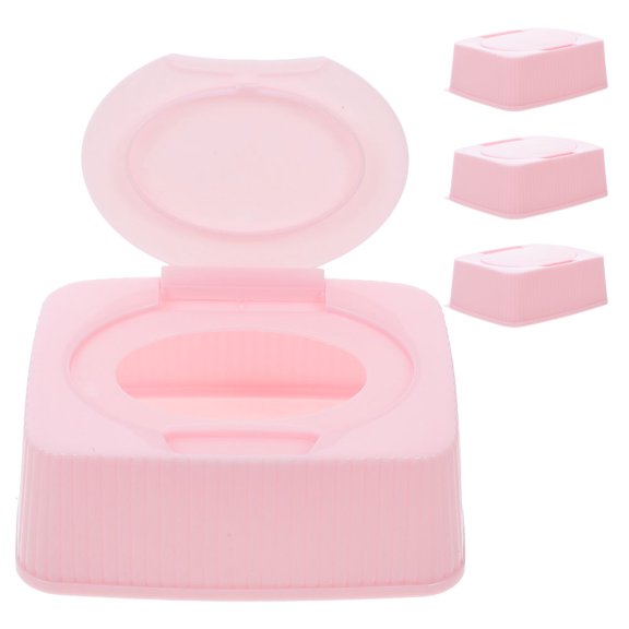 WHAMVOX 4pcs Plastic Tissue Dispenser Box Baby Wipes Container Wet Wipes Holder Case Masks Storage Box For Home Bathroom