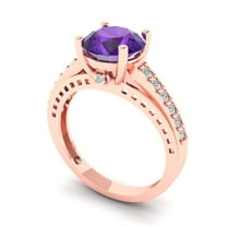 2.21ct round cut purple natural amethyst 18k rose gold Bridal Wedding Engagement Promise Anniversary Ring for Women size 5.5