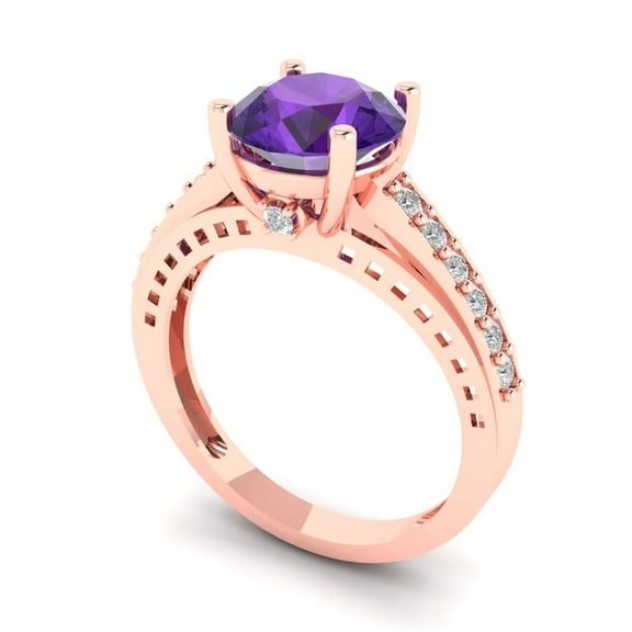 2.21ct Round Cut Blue Turquoise 14k Pink Rose Gold Engraving Statement Bridal Wedding Designer Ring Size 7.25