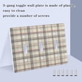 thumbnail image 3 of Yayeee Toggle Light Switch Wall Plate 2-Gang 4.56"x4.48" Decorative Outlet Cover, Beige Plaid Pattern, 3 of 7