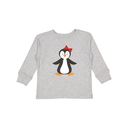 

Inktastic Cute Penguin Little Penguin Penguin with Bow Boys or Girls Long Sleeve Toddler T-Shirt