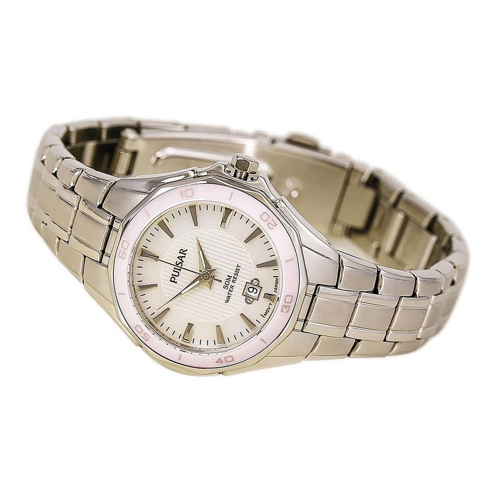 PXT899 Women's Dress Sport Pink MOP Dial Steel Bracelet Watch