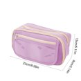 thumbnail image 3 of HOMEIORA Large Pencil Case Pouch, Pencil Box Holder Organizer with 4 Compartments, Pen Bag Wide Opening, with A Transparent Compartments - Light Purple, 1 Pack, 3 of 6