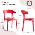 thumbnail image 3 of VECELO Stackable Patio Dining Chair Set of 4, Outdoor/Indoor Dining Chairs for Restaurant, Poolside and Garden, No Assembly, Red, 3 of 14