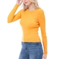thumbnail image 6 of Made by Olivia Women's Solid Long Sleeve Crew Neck Fitted Ribbed Sweater Top, 6 of 7
