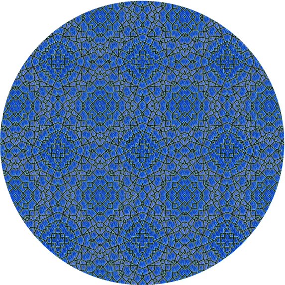 Ahgly Company Machine Washable Indoor Round Transitional Blue Ivy Blue Area Rugs, 4' Round