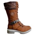 thumbnail image 1 of Round Toe Square Heel Leather Buckle Wool Stitched Doc Martens Shoes for Women Girls, 1 of 4