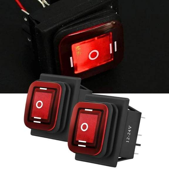 Nilight 6Pin on off on Rocker Switch 2PCS Red Led Lighted IP67 Waterproof DPDT 3 Position Latching 20A 12VDC 125VAC Toggle Switch Motor for Car Boat Automotive Vehicles