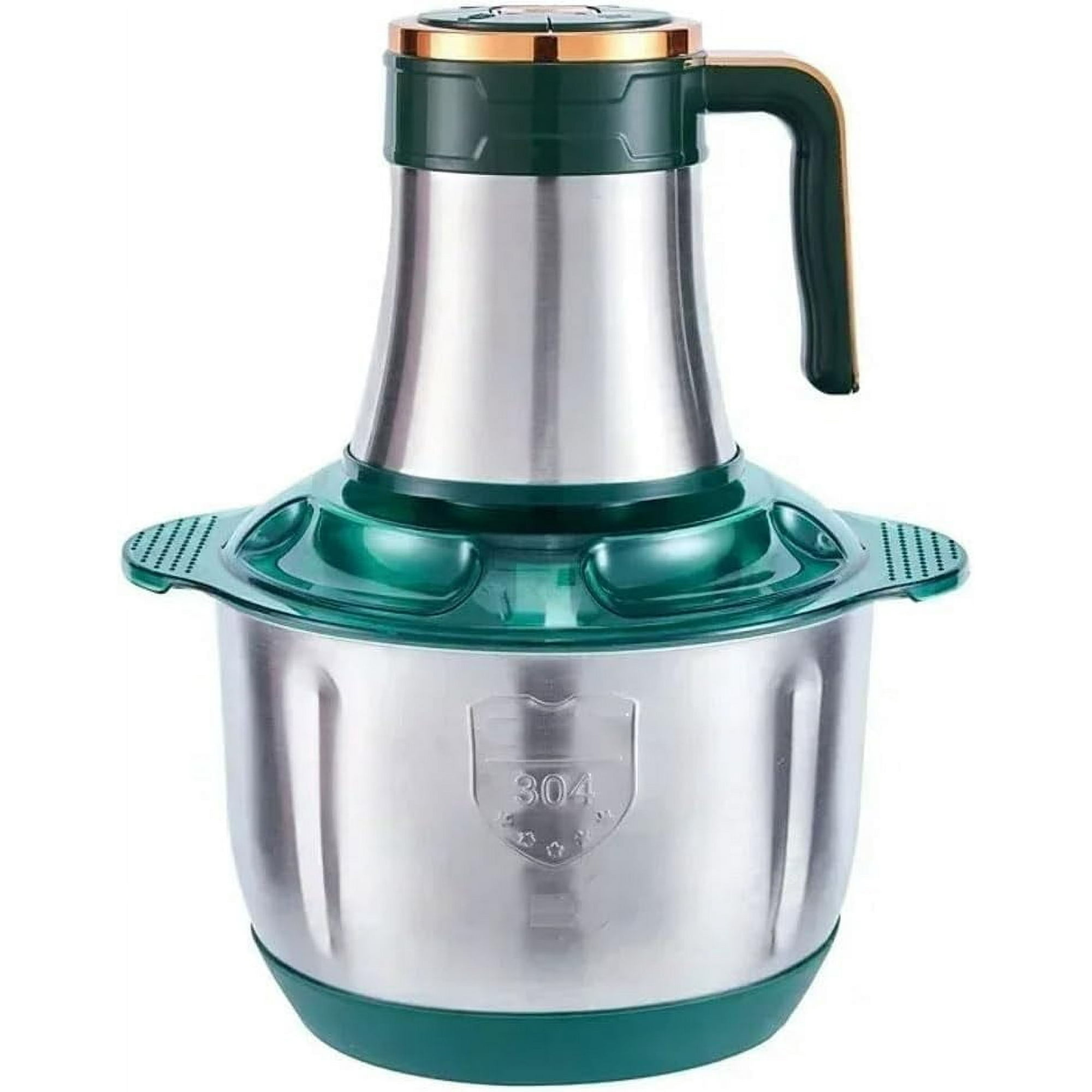 Hachoir à Viande Électrique 250W - Bol Inox 2L, Lames Double Acier, 2 Vitesses - Vert