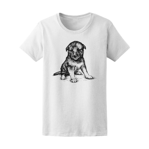 B&W Standing Puppy T-Shirt Women -Image by Shutterstock, Female Small