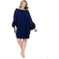 thumbnail image 1 of XSCAPE Womens Ruffle Cut Sheath Dress, Blue, Plus Size, 20W, 1 of 1