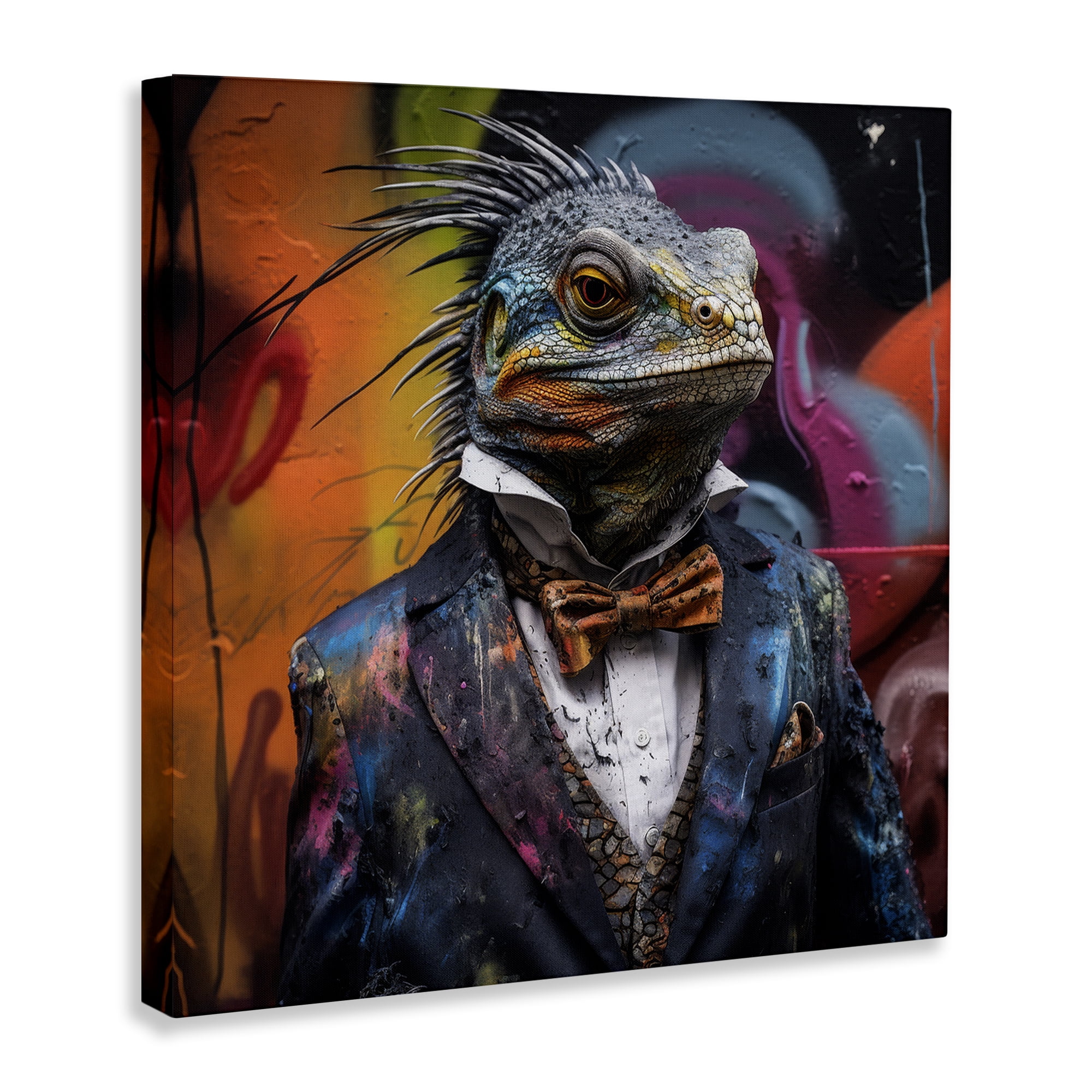 Stupell Industries Urban Graffiti Iguana Animals & Insects Painting Gallery Wrapped Canvas Art Print Wall Art, 24 x 24