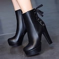 thumbnail image 4 of NECHOLOGY Botas Mujer Adulto Femenino Zapatos Botines de mujer Spicy Girl PU fiesta moda tobillo botas altas tacones sobre la rodilla ante plisado botas (Black, 7), 4 of 6