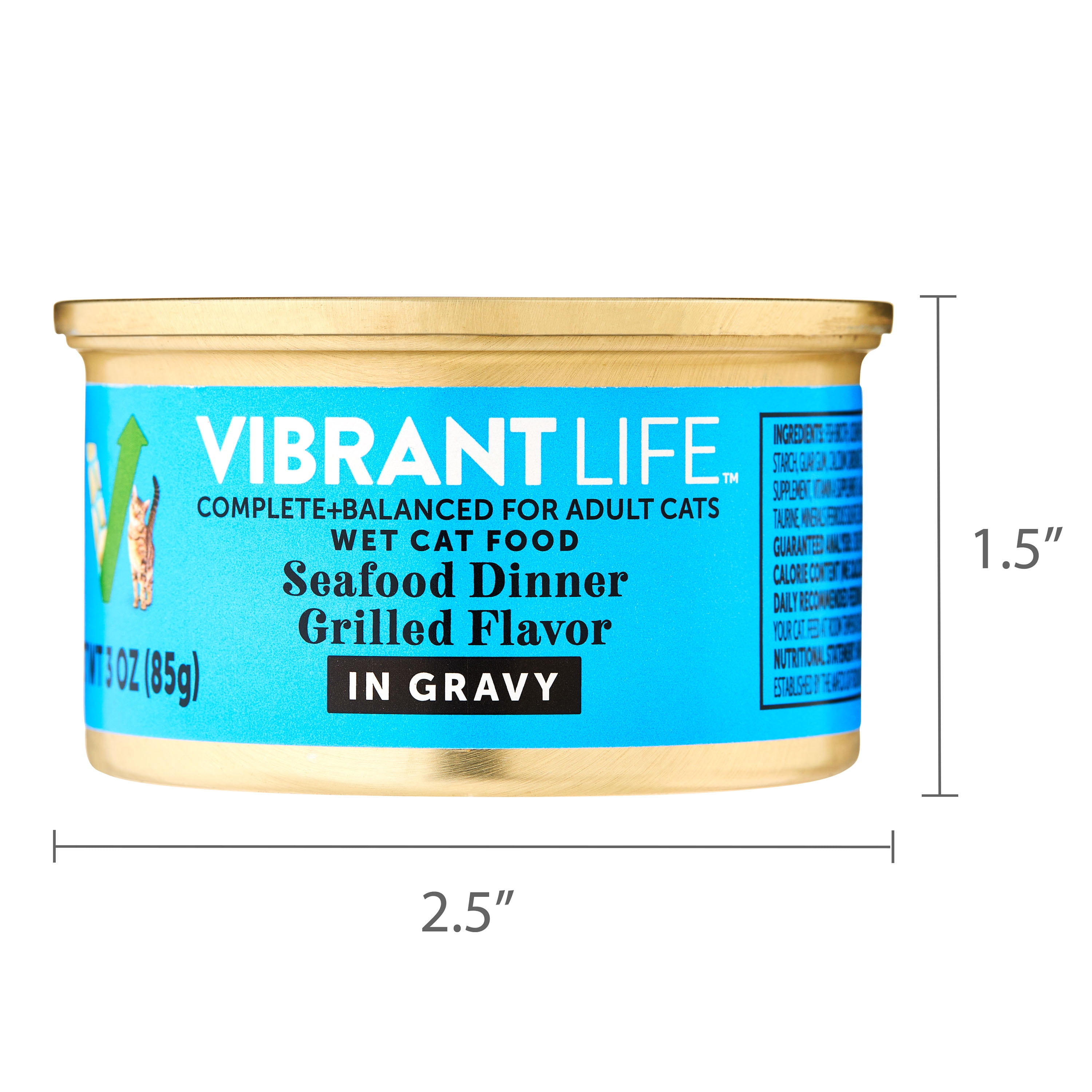 (24 pack) Vibrant Life Seafood Dinner Grilled Flavor in Gravy Wet Cat Food, 3 oz Can