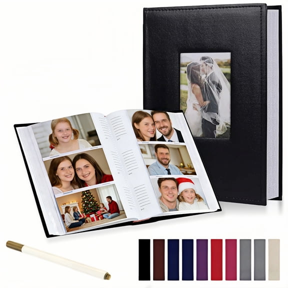 YMWVH 4x6 Photo Album 300 Photos with a Pen, Leather Cover Window Personalized Album, Multi-Use Photo Book for Graduation Anniversary