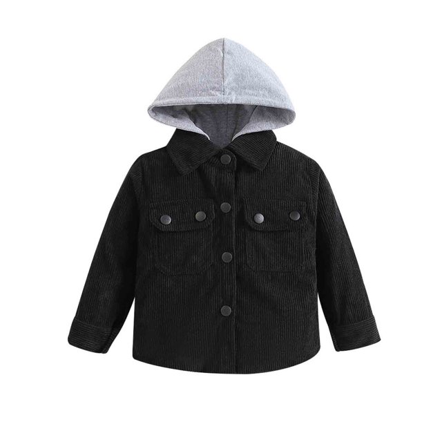 Gibobby Chaqueta de Forro Polar para bebés niñosNiños niño bebé Unisex algodón estampado otoño manga larga abrigo con capucha ropa(Negro, 4-5 Años)