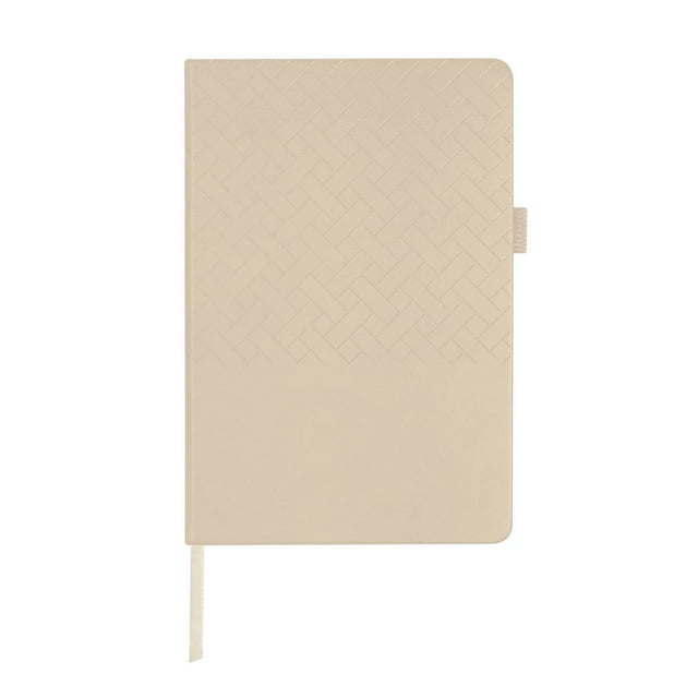 Libreta de curpiel con 80 hojas, cubierta rígida y diseño en termograbado blanco 14 x 21.3