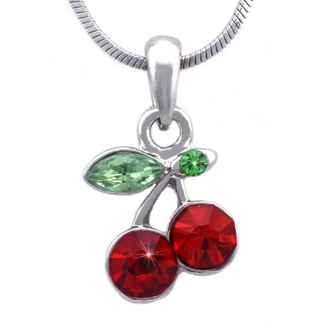 - cocojewelry Small Red Cherry Fruit Pendant Necklace Women Jewelry