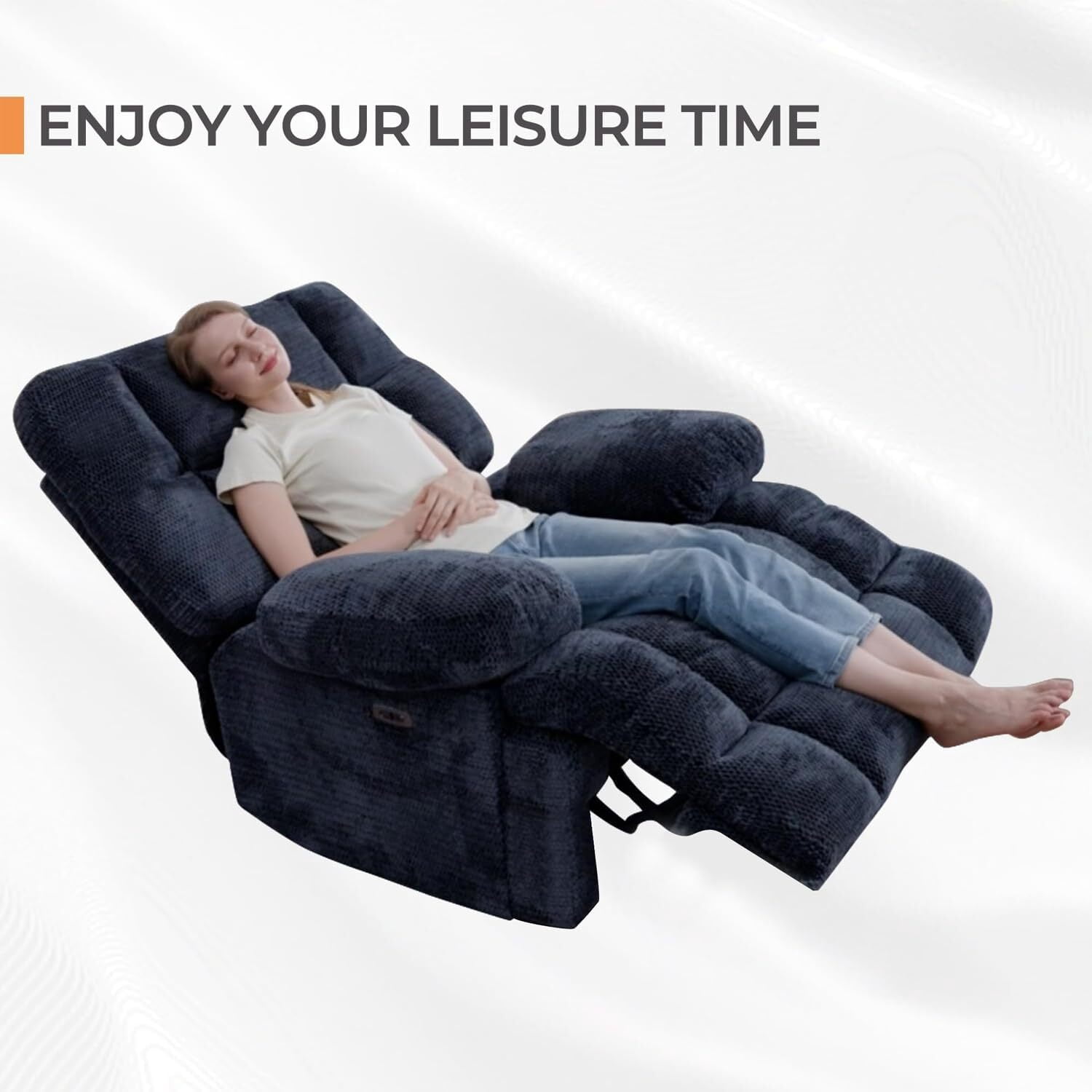 Oversized Power Zero Gravity Recliner Chair Extra Large Electric Reclining Chairs with USB Port 24" Seat Width, Blue