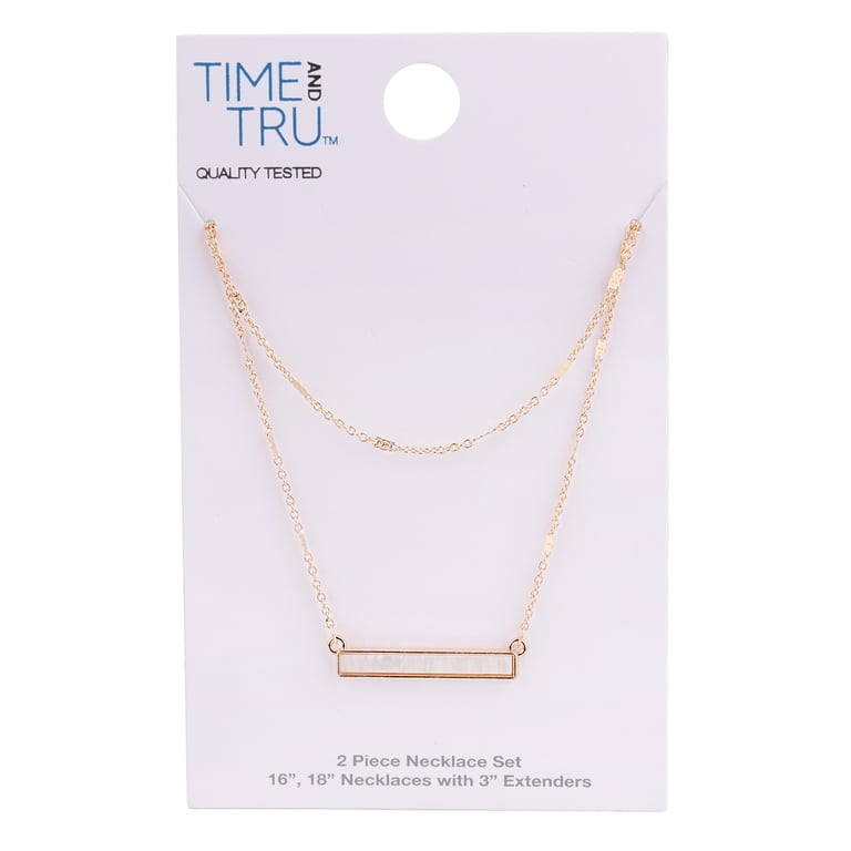 Women's Gold Bar Necklace - Adjustable Chain, Stainless Steel Gold Plated, Minimalist Pendant
