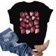 thumbnail image 2 of Gibobby Blusa de Trabajo de Manga Corta Top camiseta con estampado floral manga corta informal suelto verano para mujer(Negro,M), 2 of 3