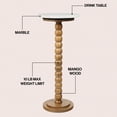 thumbnail image 2 of JONATHAN Y Monroe 24.25" Rustic Farmhouse Spindle Wood Drink Table and Decorative End Table with White Marble Round Top, Natural, END3005B, 2 of 5