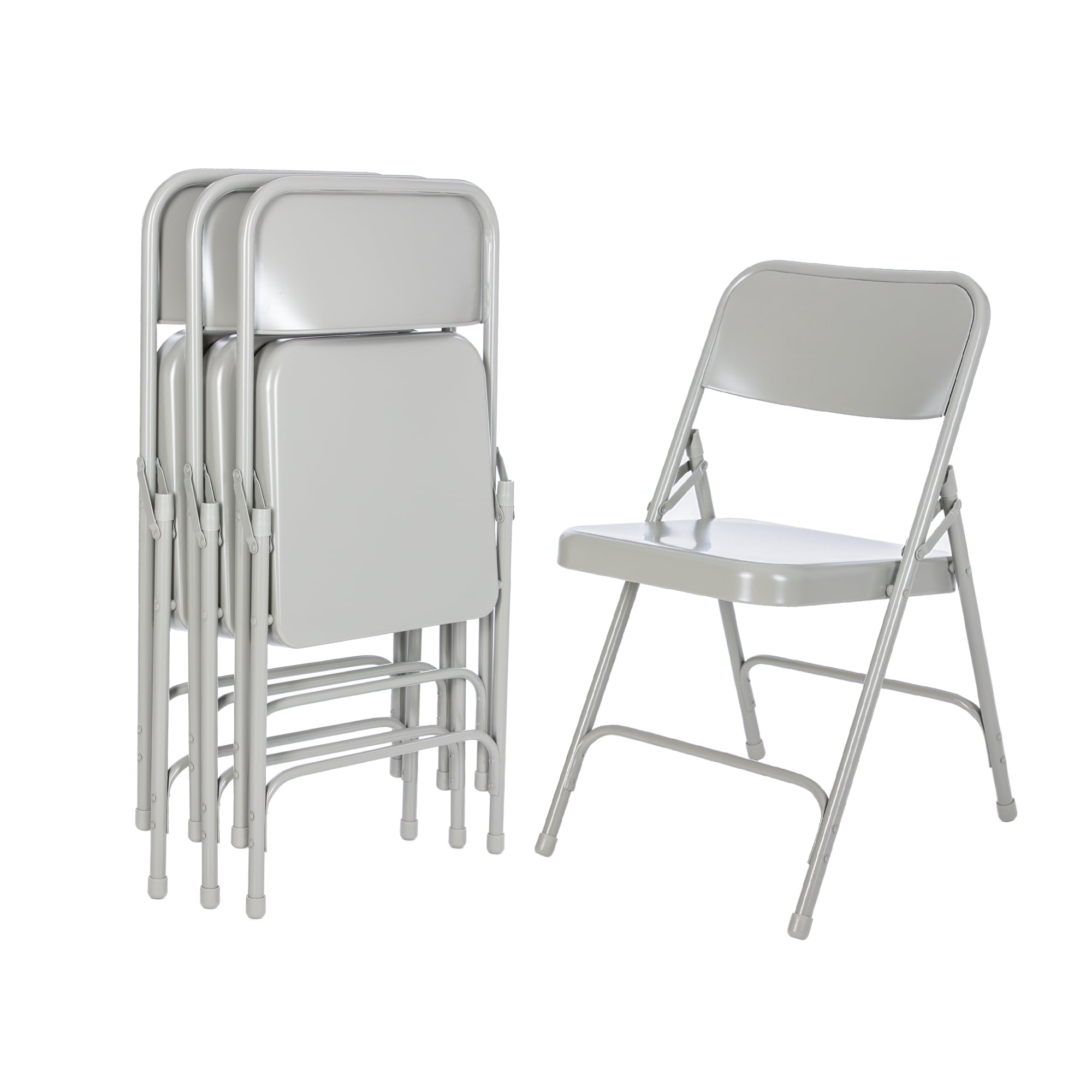Hampden Furnishings Bernadine Collection All Steel Double Hinge Folding Chair, Grey (Pack of 4)
