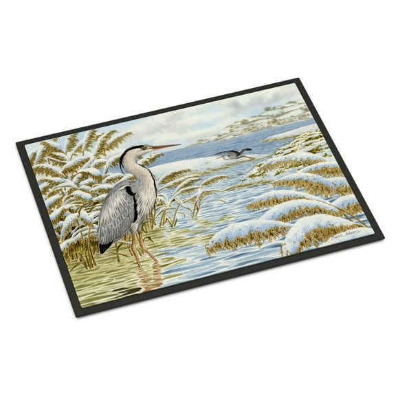 Carolines Treasures ASA2191JMAT Blue Heron by the Water Door Mat Indoor Rug or Outdoor Welcome Mat 24x36 Doormat  36"L x