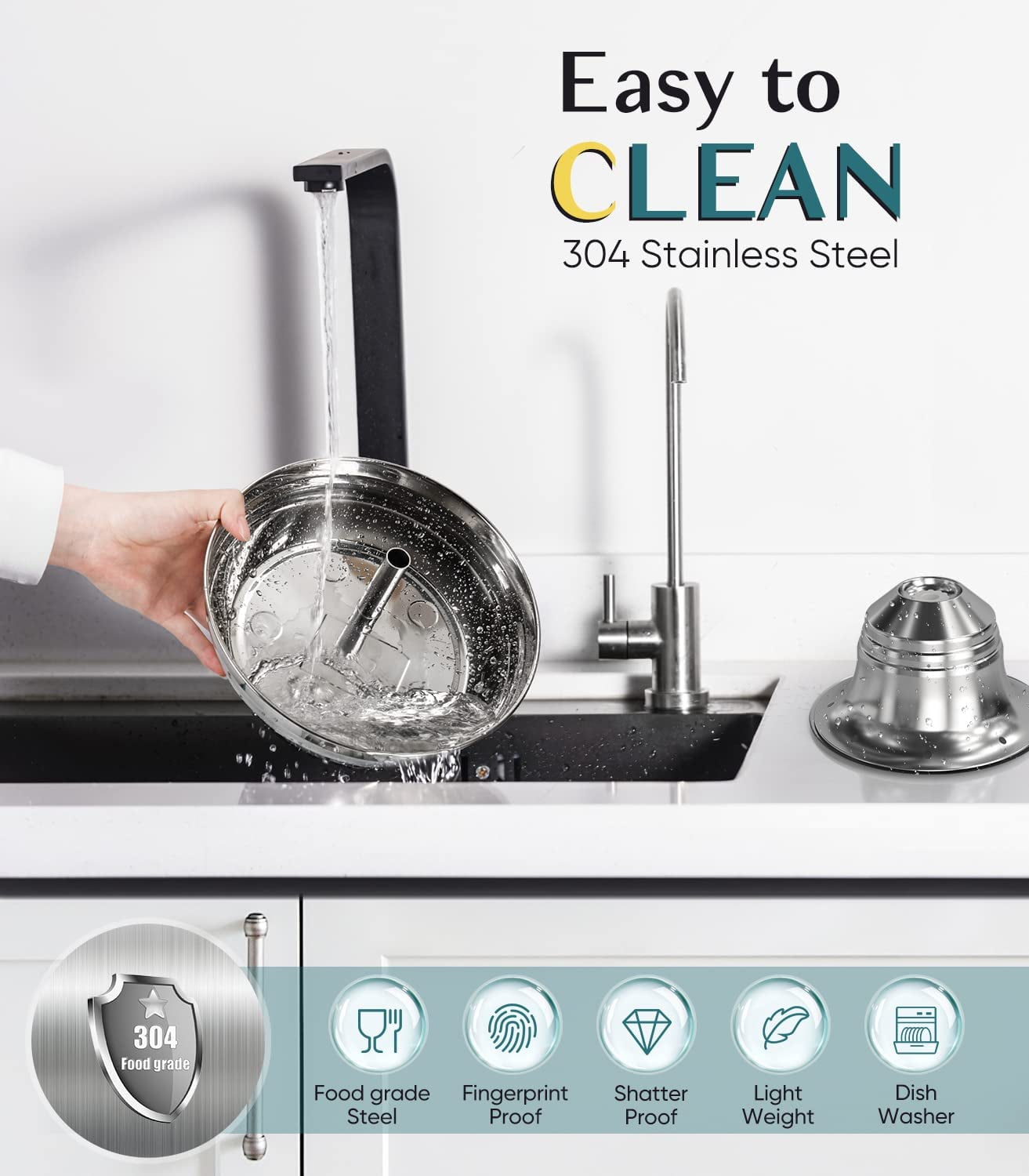 Cat Water Fountain, 2L/67oz Stainless Steel Pet Water Fountain, Quiet Cat Water Bowl for Cats and Small Dogs (Silver)