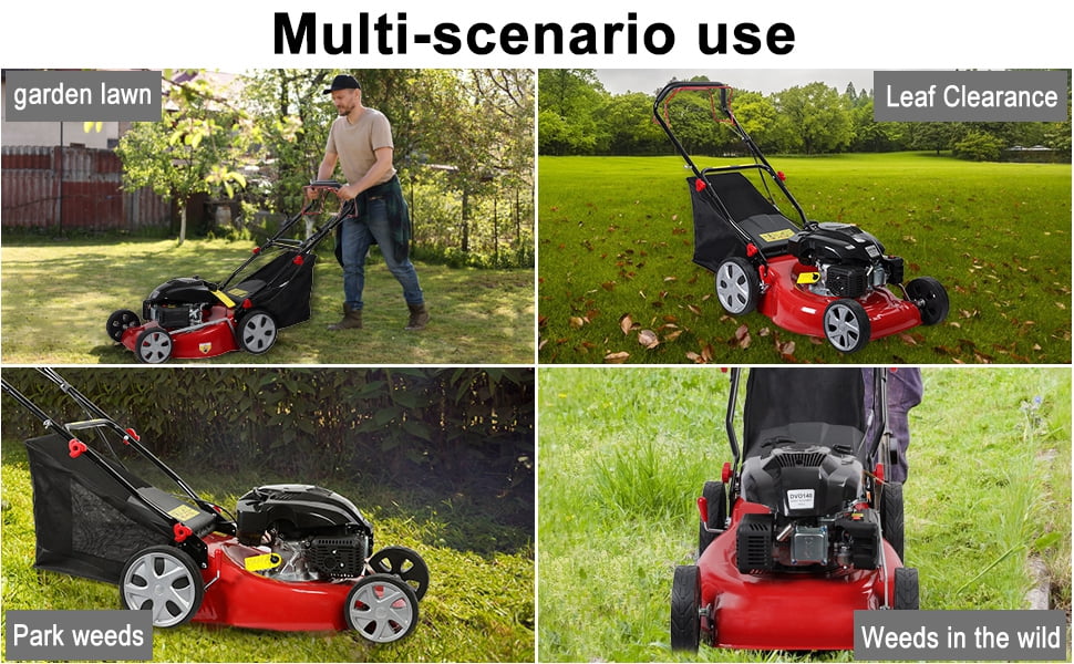 Self Propelled Lawn Mower with 141cc Gas Engine, 20-Inch Cutting Deck & 50 L/13.2 Gal Grass Bag, Adjustable Height for Yard, Garden, and Home Lawn Care