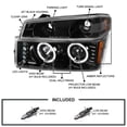 thumbnail image 3 of Spec-D Tuning Glossy Black LED Halo Projector Headlights + Bumper Lights Compatible with 2004-2012 Chevy Colorado, 2004-2012 GMC Canyon, Left + Right Pair Headlamps Assembly, 3 of 7