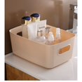 thumbnail image 2 of TRIANU 4 Pcs Open Storage Bins, Plastic Closet Shelf Organizer Bins, Desktop Storage Baskets for Bathroom, Nursery, Home, 9.64*6.3*3.93 in, Beige, 2 of 7