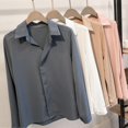 thumbnail image 5 of Women Shirts Blouses Long Sleeve V Neck Turn-down Collar Chiffon OL Office Style Blouse Tops, 5 of 5