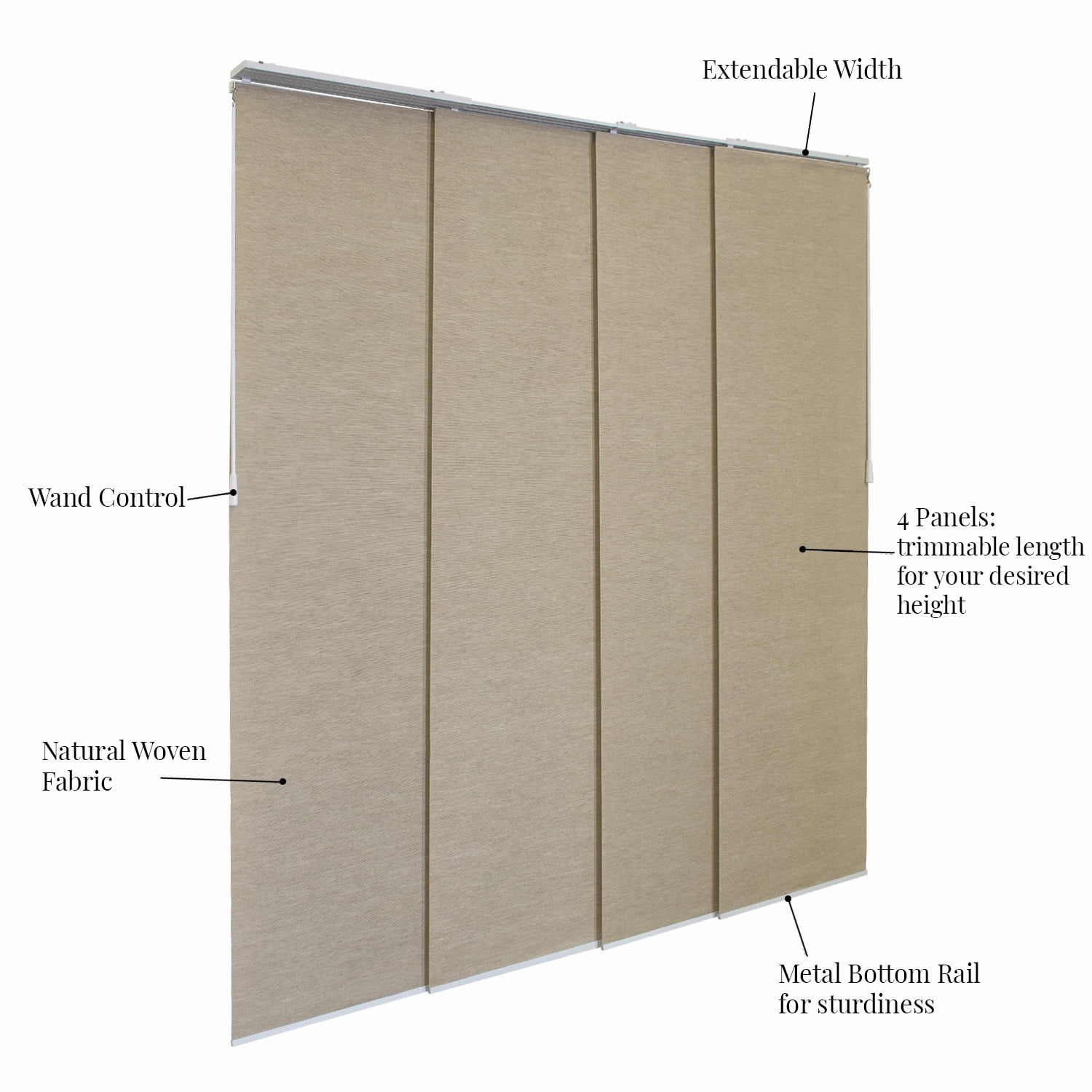 CHICOLOGY QUAD RAIL SLIDING PANEL Classical Gold (Light Filtering) W:46-86 x H:Up-to 96 inches