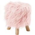 thumbnail image 3 of BirdRock Home Faux Fur Foot Stool Ottoman with Wood Legs - Pink, 3 of 9